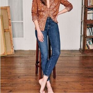 Sezane Dark Blue High-Rise Skinny Jeans